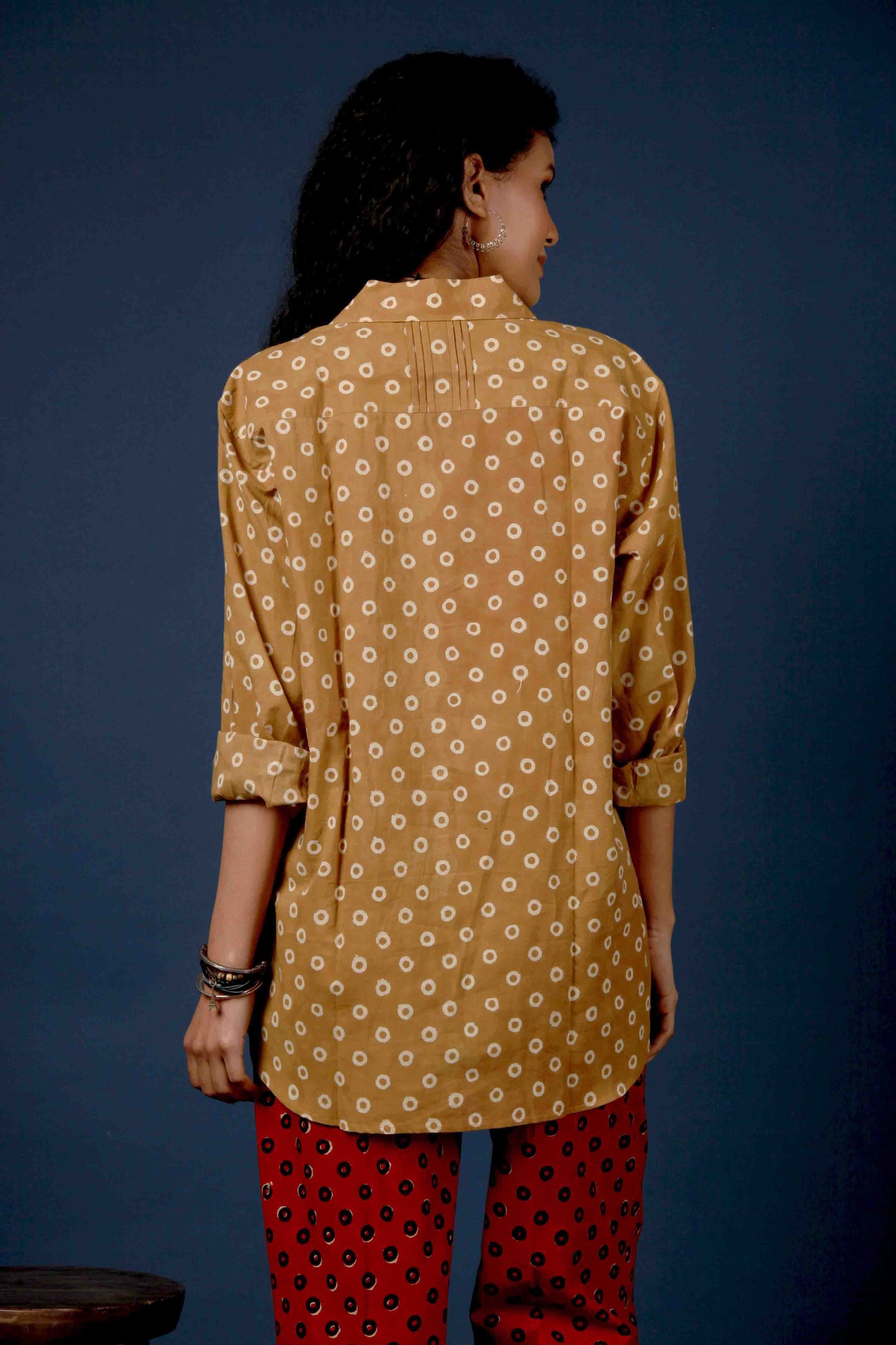 The Leo Shirt, Block Printed with Vegetable Colour in Organic Cotton.