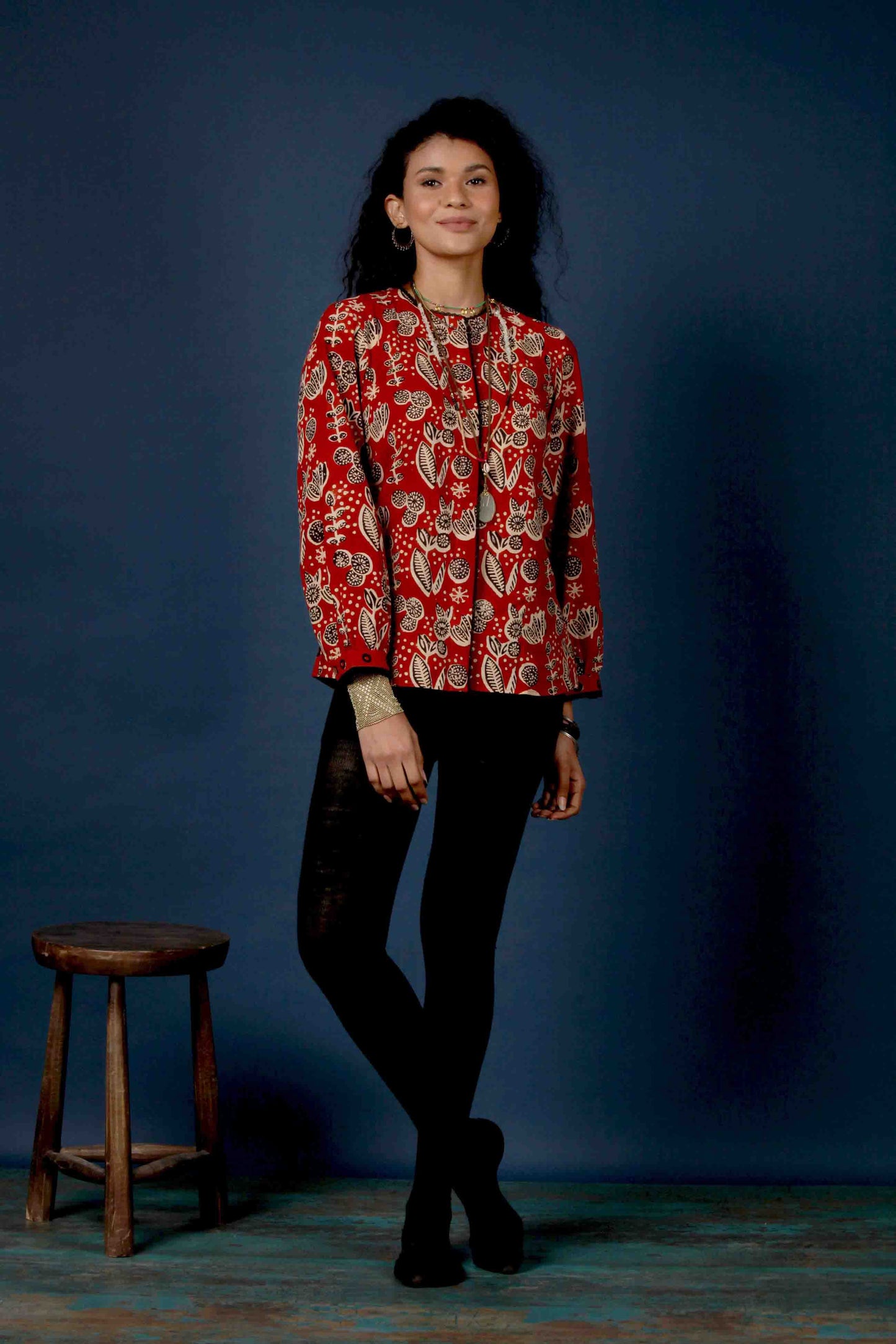 The Dorothy Top Variant, Block Printed with Vegetable Colour in Organic Cotton.