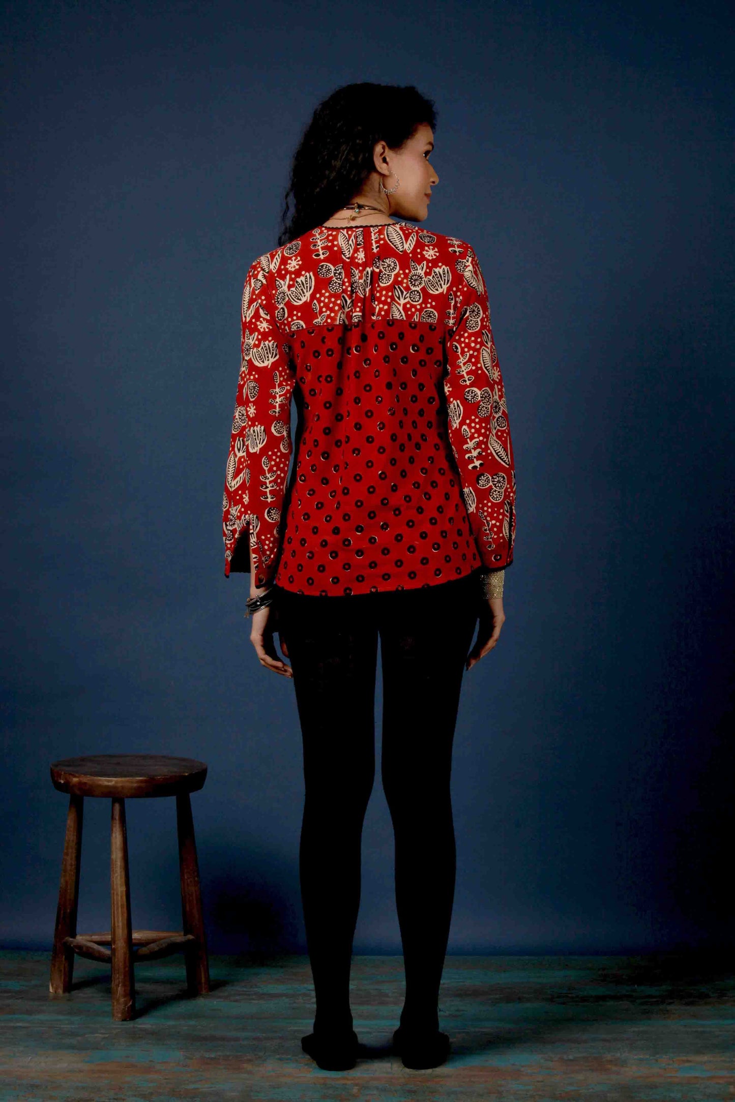 The Dorothy Top Variant, Block Printed with Vegetable Colour in Organic Cotton.